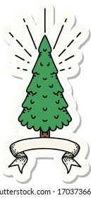 sticker of a tattoo style pine tree