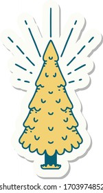 sticker of a tattoo style pine tree