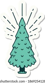sticker of a tattoo style pine tree