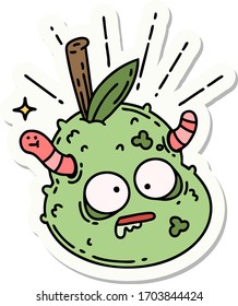 sticker of a tattoo style rotten pear