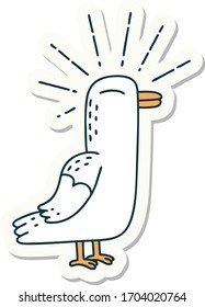 sticker of a tattoo style seagull bird