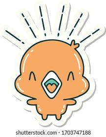 sticker of a tattoo style singing chick