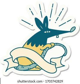 sticker of a tattoo style sneaky rat