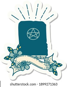 sticker of a tattoo style spellbook 