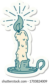 sticker of a tattoo style spooky melting candle