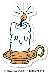 sticker of a tattoo style spooky melting candle