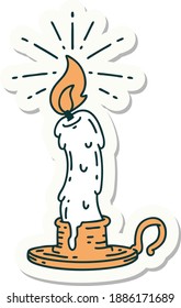 sticker of a tattoo style spooky melting candle