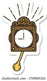 sticker of a tattoo style ticking clock