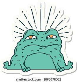 sticker of a tattoo style toad character