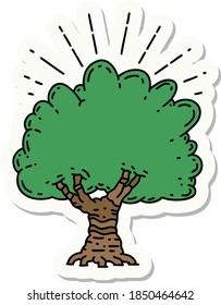 pegatina de un árbol de estilo tatuado