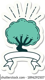 pegatina de un árbol de estilo tatuado