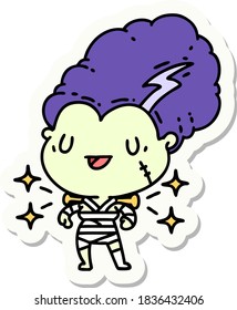 sticker of a tattoo style undead zombie bride character
