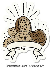 pegatina de nueces con cáscara al estilo de un tatuaje