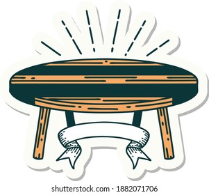 sticker of a tattoo style wood table