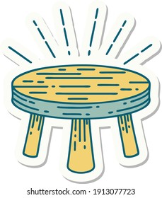 sticker of a tattoo style wooden stool