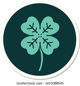 sticker of tattoo in traditional style of a 4 leaf clover