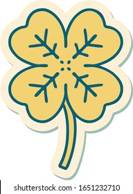 sticker of tattoo in traditional style of a 4 leaf clover