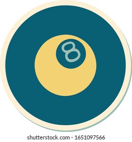 sticker of tattoo in traditional style of 8 ball