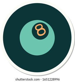 sticker of tattoo in traditional style of 8 ball