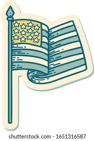 sticker of tattoo in traditional style of the american flag