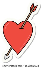 sticker of tattoo in traditional style of an arrow and heart