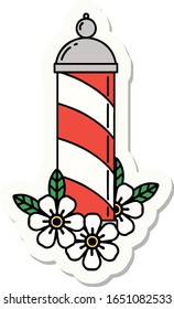 sticker of tattoo in traditional style of a barbers pole
