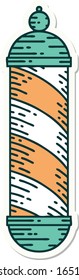 sticker of tattoo in traditional style of a barbers pole