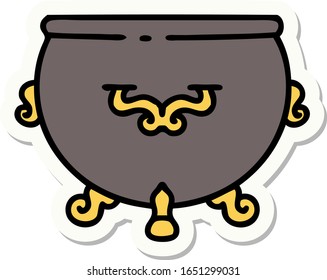 sticker of tattoo in traditional style of a cauldron