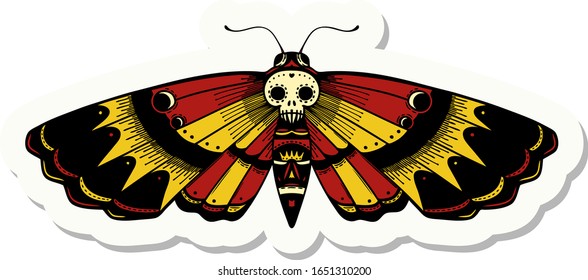 adesivo de tatuagem no estilo tradicional de uma mariposa de cabeça de mortes