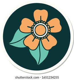 sticker of tattoo in traditional style of a flower