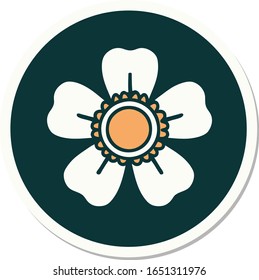 sticker of tattoo in traditional style of a flower