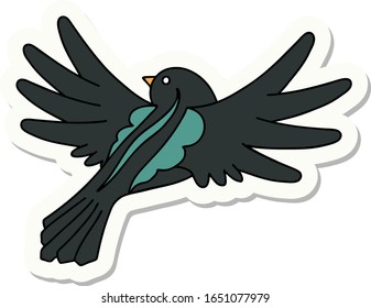 sticker of tattoo in traditional style of a flying bird