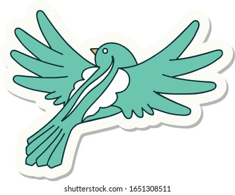 sticker of tattoo in traditional style of a flying bird