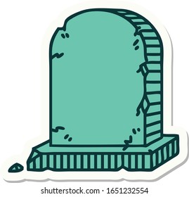sticker of tattoo in traditional style of a grave stone