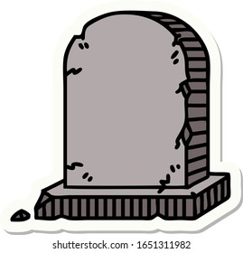 sticker of tattoo in traditional style of a grave stone