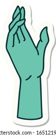 sticker of tattoo in traditional style of a hand