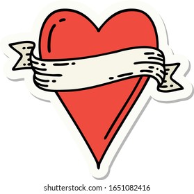 sticker of tattoo in traditional style of a heart and banner