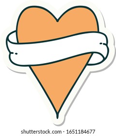 sticker of tattoo in traditional style of a heart and banner
