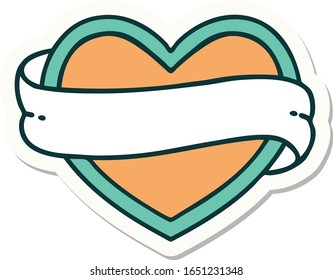 sticker of tattoo in traditional style of a heart and banner