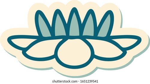 sticker of tattoo in traditional style of a lily pad flower