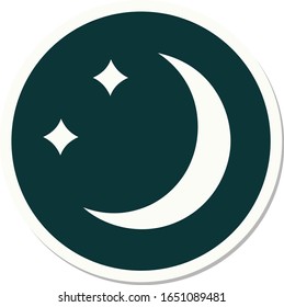 sticker of tattoo in traditional style of a moon and stars