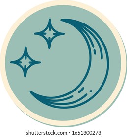 sticker of tattoo in traditional style of a moon and stars