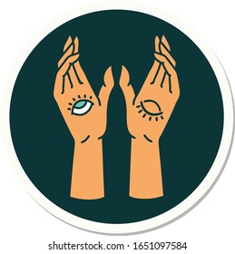 sticker of tattoo in traditional style of mystic hands