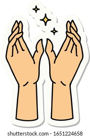 sticker of tattoo in traditional style of mystic hands