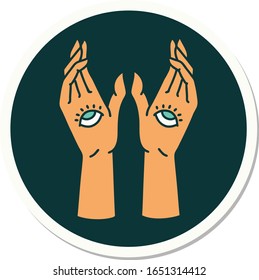 sticker of tattoo in traditional style of mystic hands