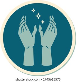 sticker of tattoo in traditional style of mystic hands