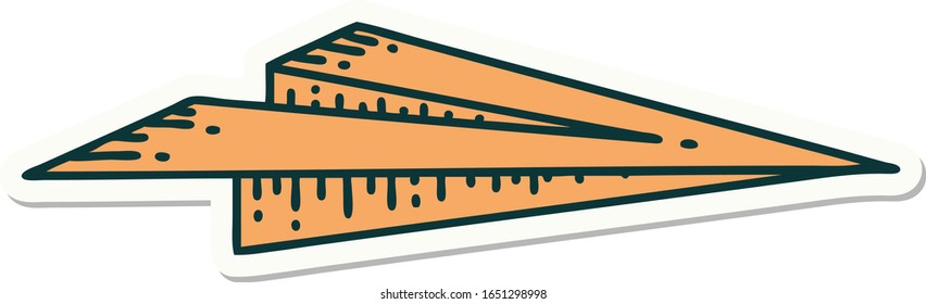 sticker of tattoo in traditional style of a paper airplane