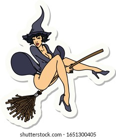 sticker of tattoo in traditional style of a pinup witch