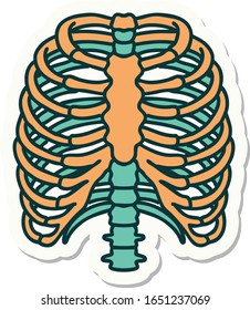 sticker of tattoo in traditional style of a rib cage