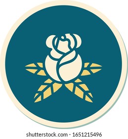 sticker of tattoo in traditional style of a single rose